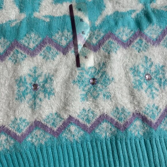 Ugly Christmas Sweater With Reindeer & Snowflake Design By 33 Degrees XL blue - Picture 14 of 14